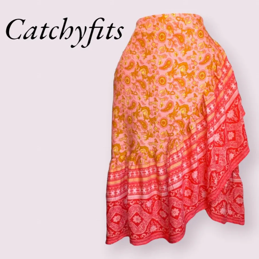 Floral Print High-Low Flounce Hem Skirt for Women – Chic & Comfy Daily Party Wear
