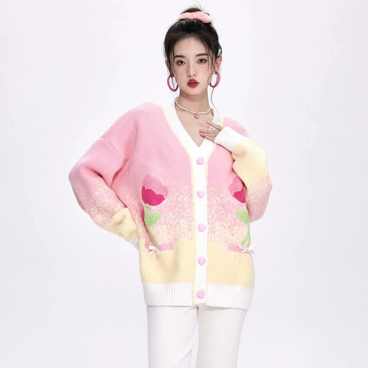 Floral V-Neck Cardigan