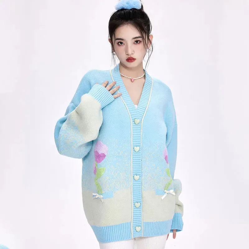 Floral V-Neck Cardigan