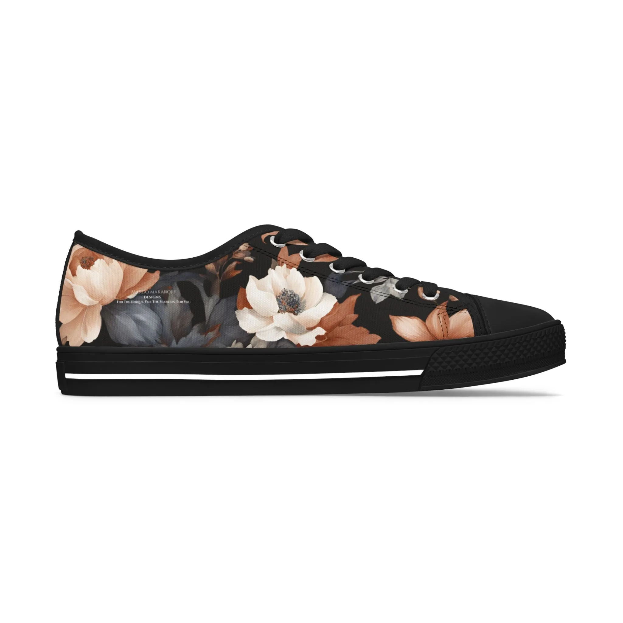 Floral Women's Sneakers - Monochrome Design  by Margo Makaroff - Personalization Available