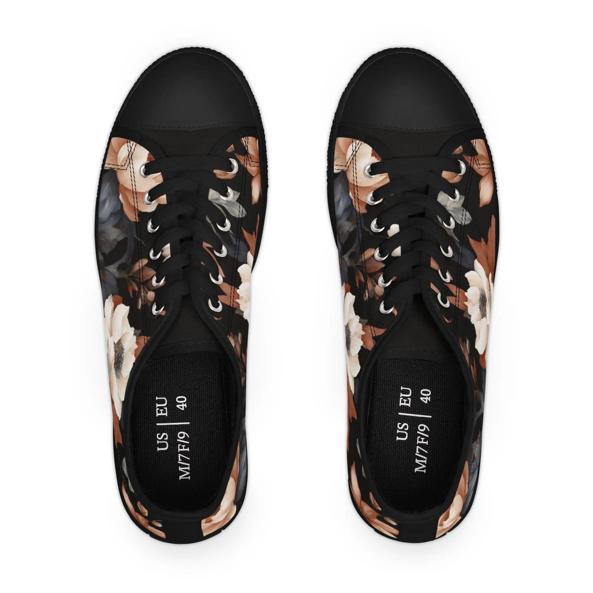 Floral Women's Sneakers - Monochrome Design  by Margo Makaroff - Personalization Available