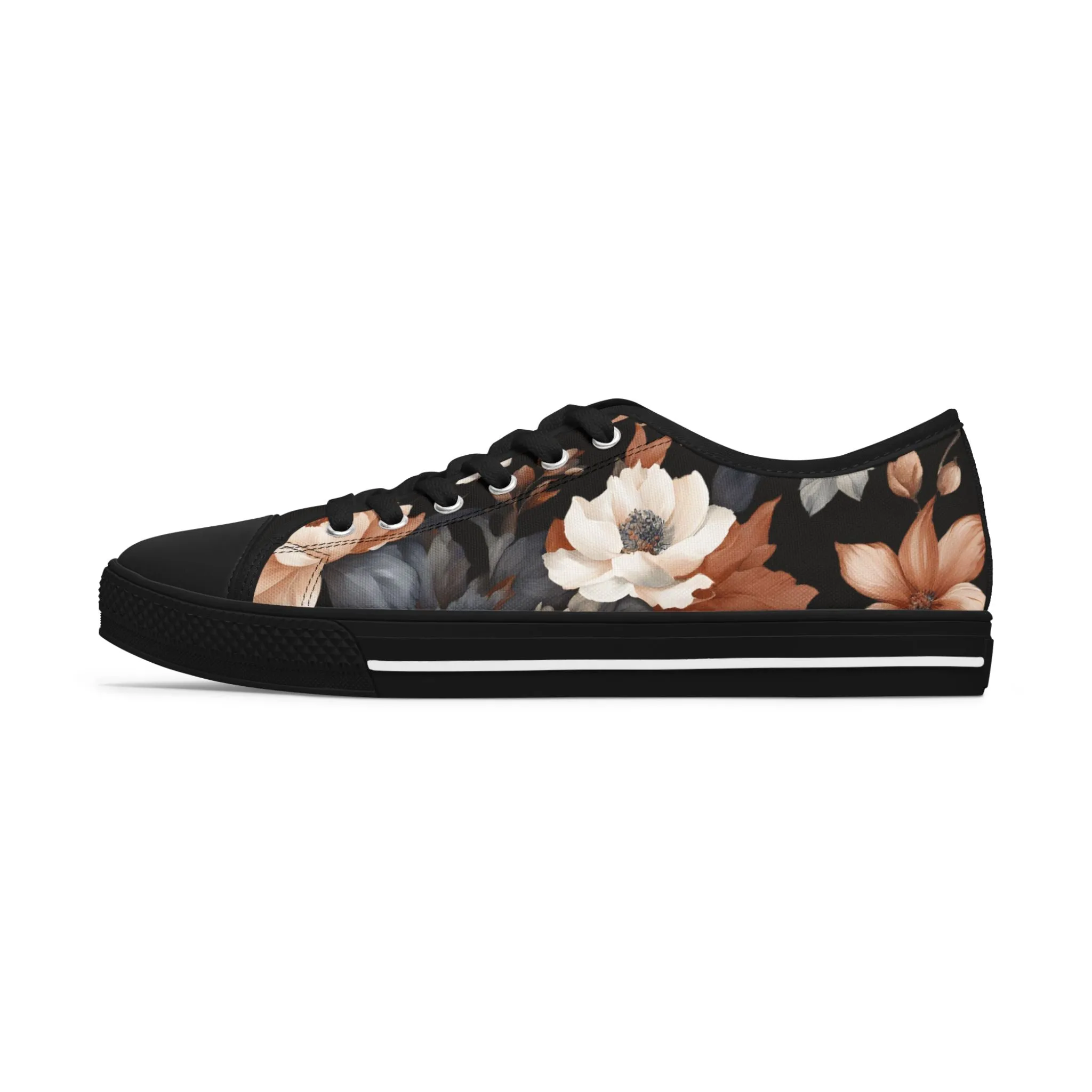 Floral Women's Sneakers - Monochrome Design  by Margo Makaroff - Personalization Available