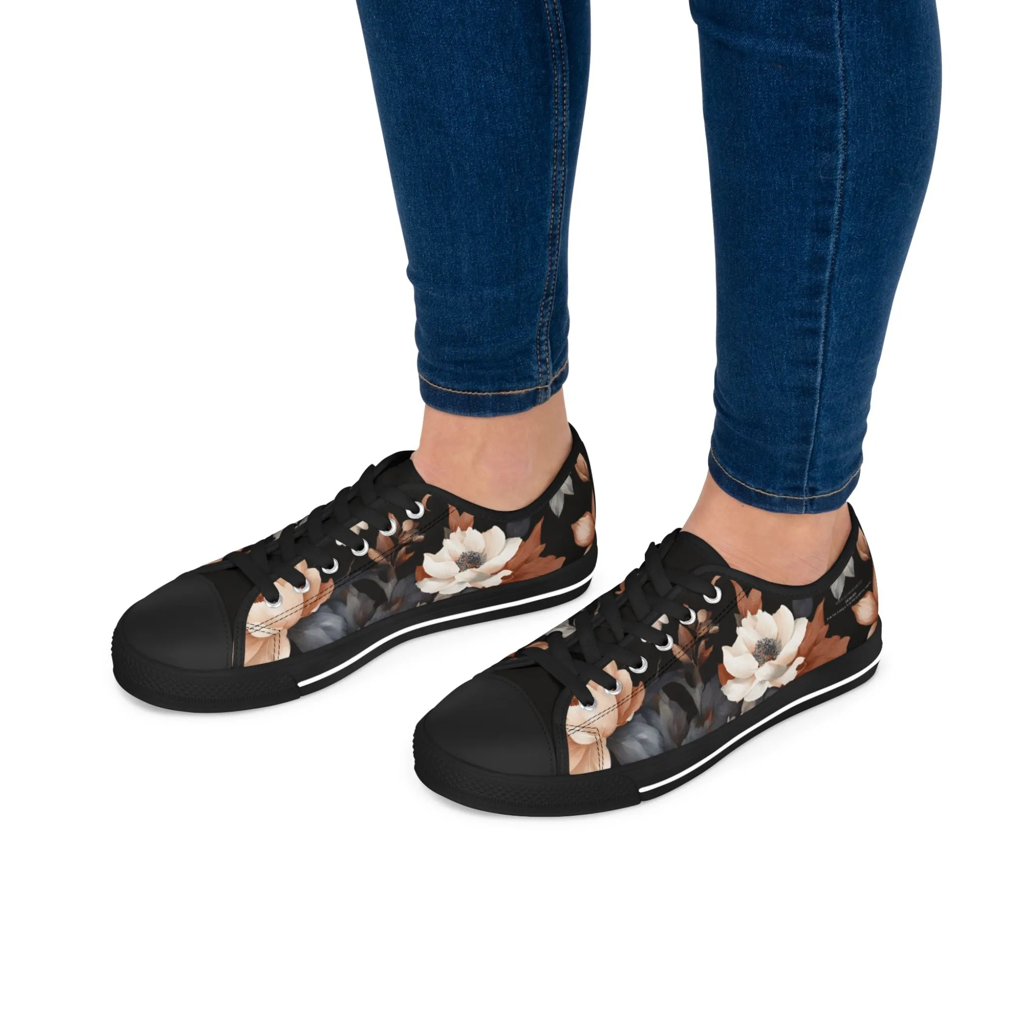 Floral Women's Sneakers - Monochrome Design  by Margo Makaroff - Personalization Available