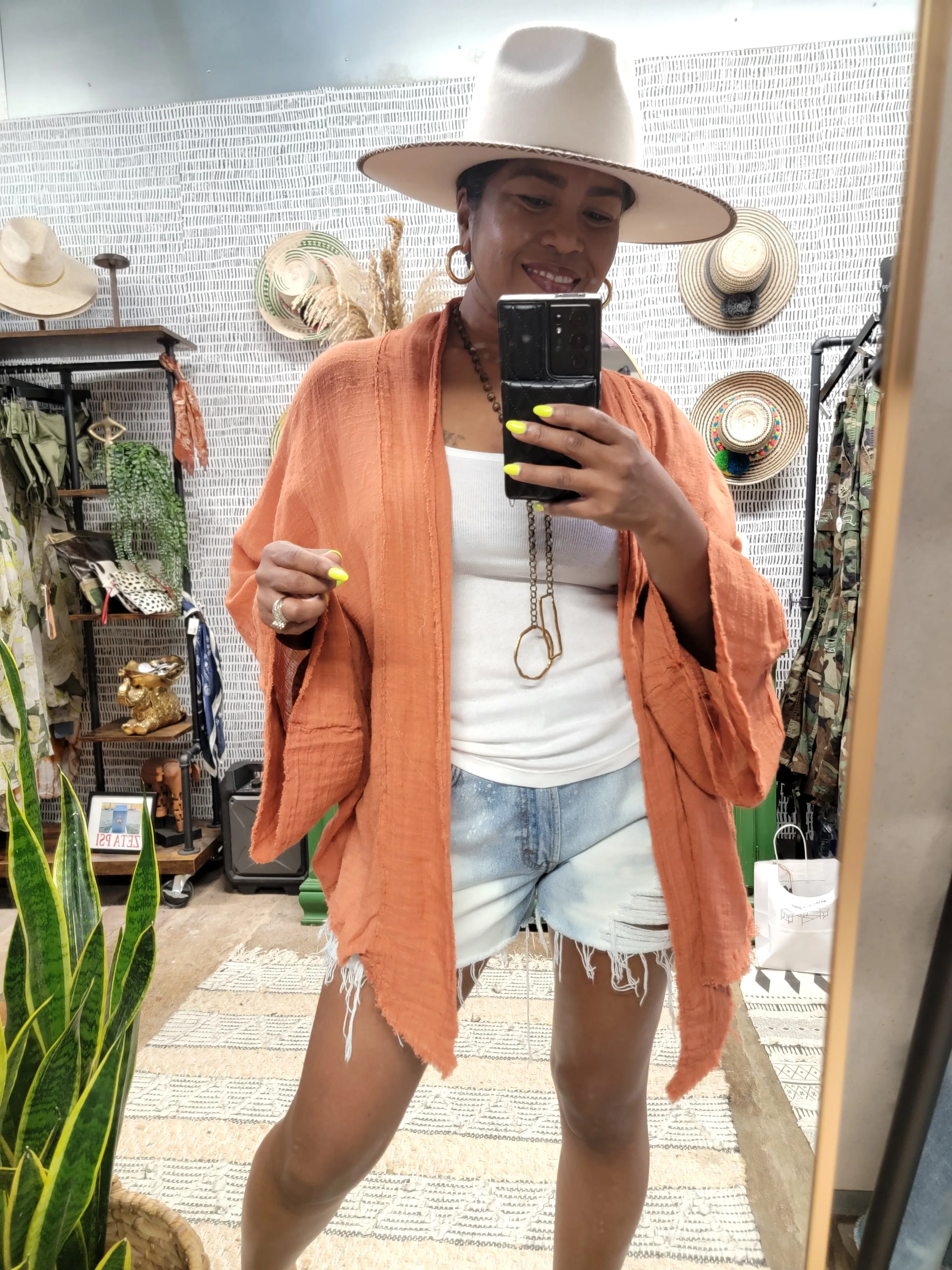 Flounce Sleeve Kimono Wrap Top