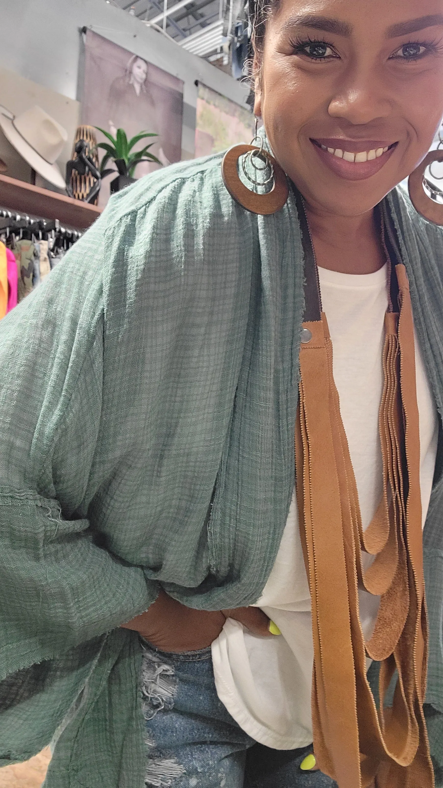 Flounce Sleeve Kimono Wrap Top