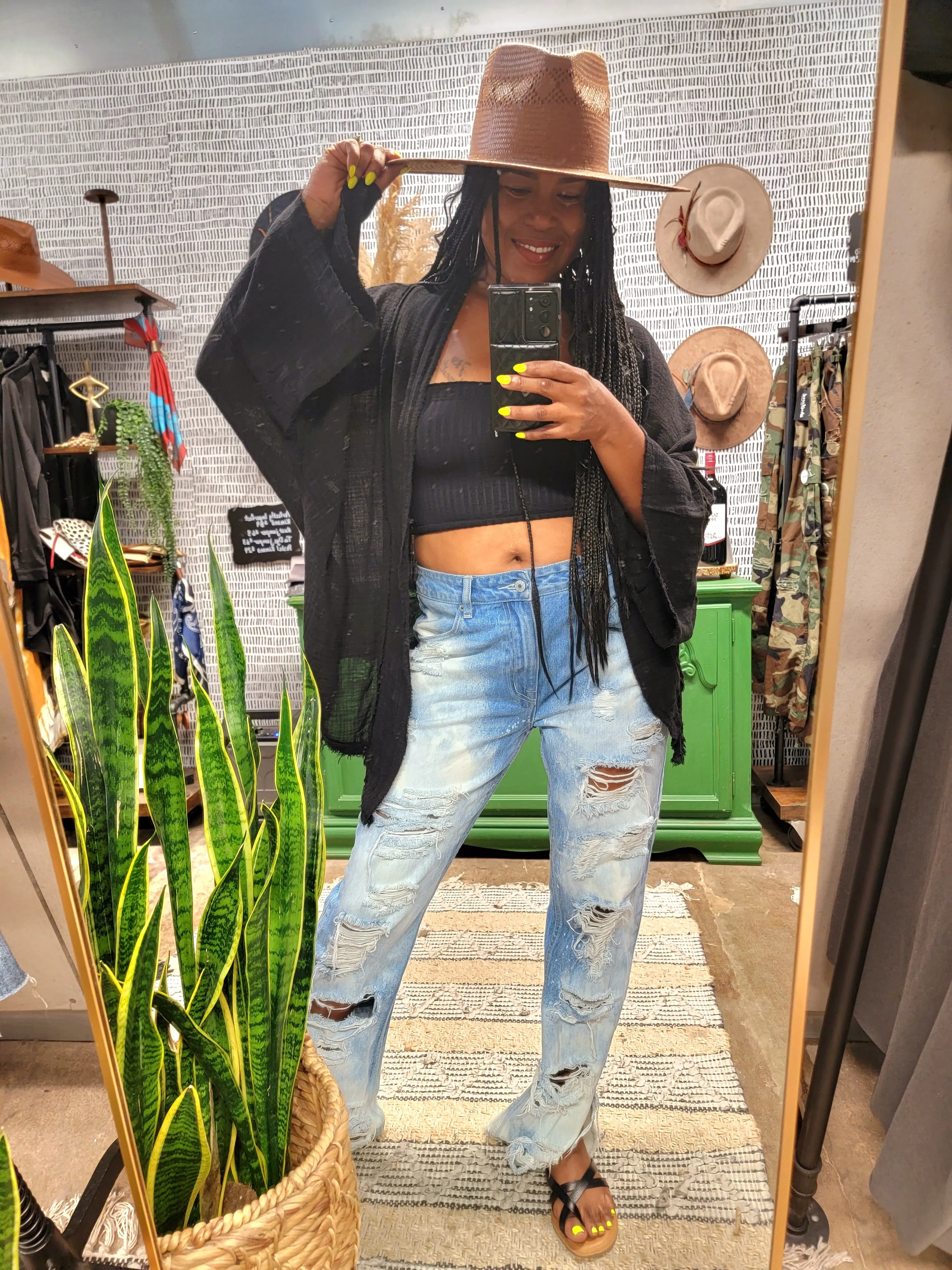 Flounce Sleeve Kimono Wrap Top