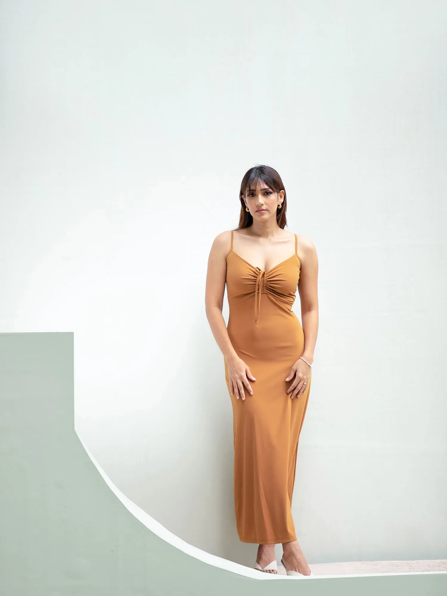 Front Ruched Detail Maxi Dress