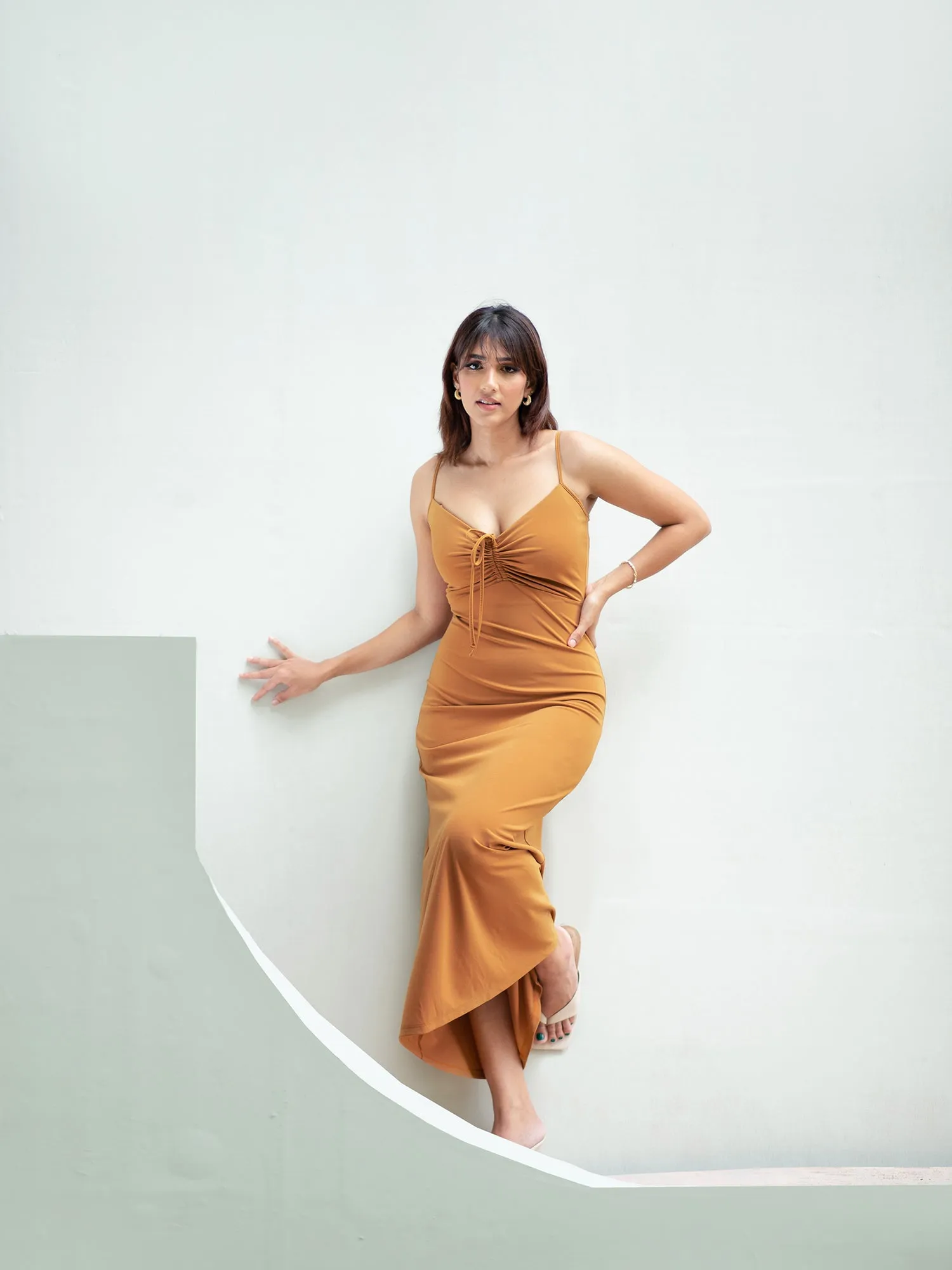 Front Ruched Detail Maxi Dress