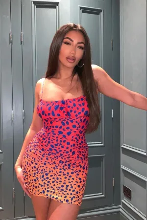 Fuchsia Leopard Print Ruched Mini Dress
