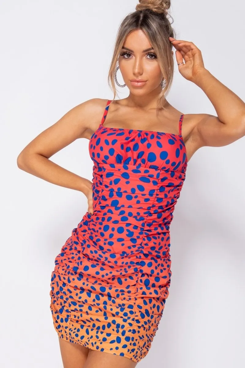 Fuchsia Leopard Print Ruched Mini Dress