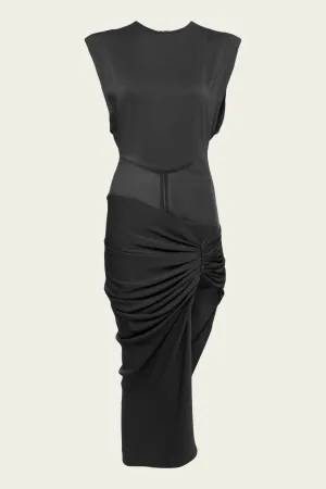 Fusion Ruched Micro Dress in Jet