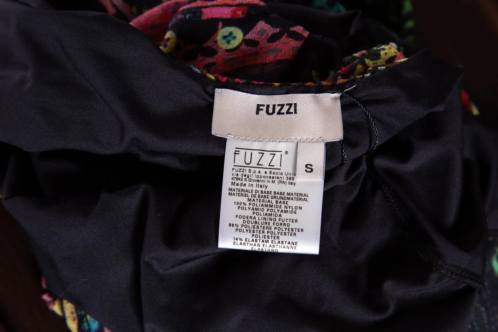 Fuzzi Multicolor Printed Long Sleeve Ruched Dress SZ S