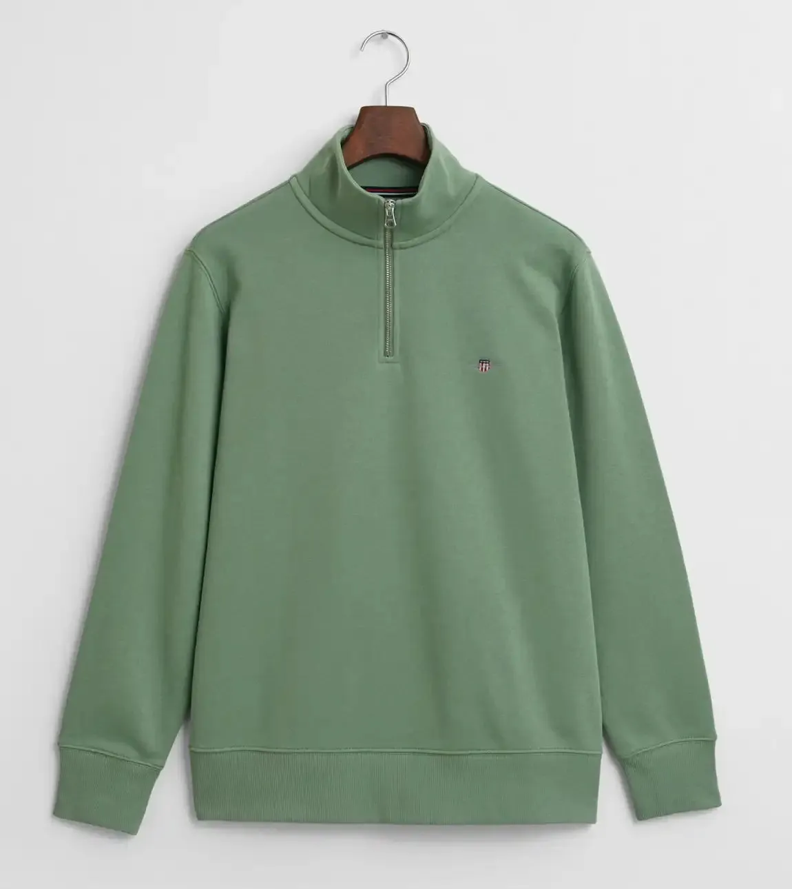 GANT Mens Half Zip Shield Sweatshirt Kalamata Green