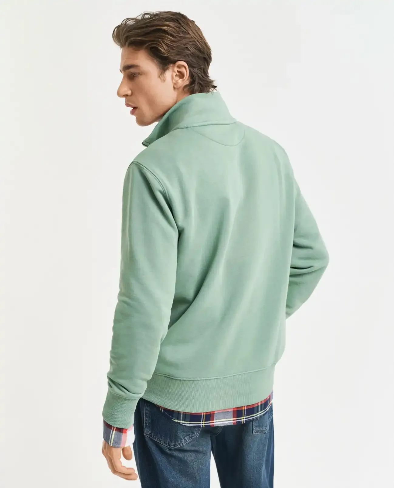 GANT Mens Half Zip Shield Sweatshirt Kalamata Green