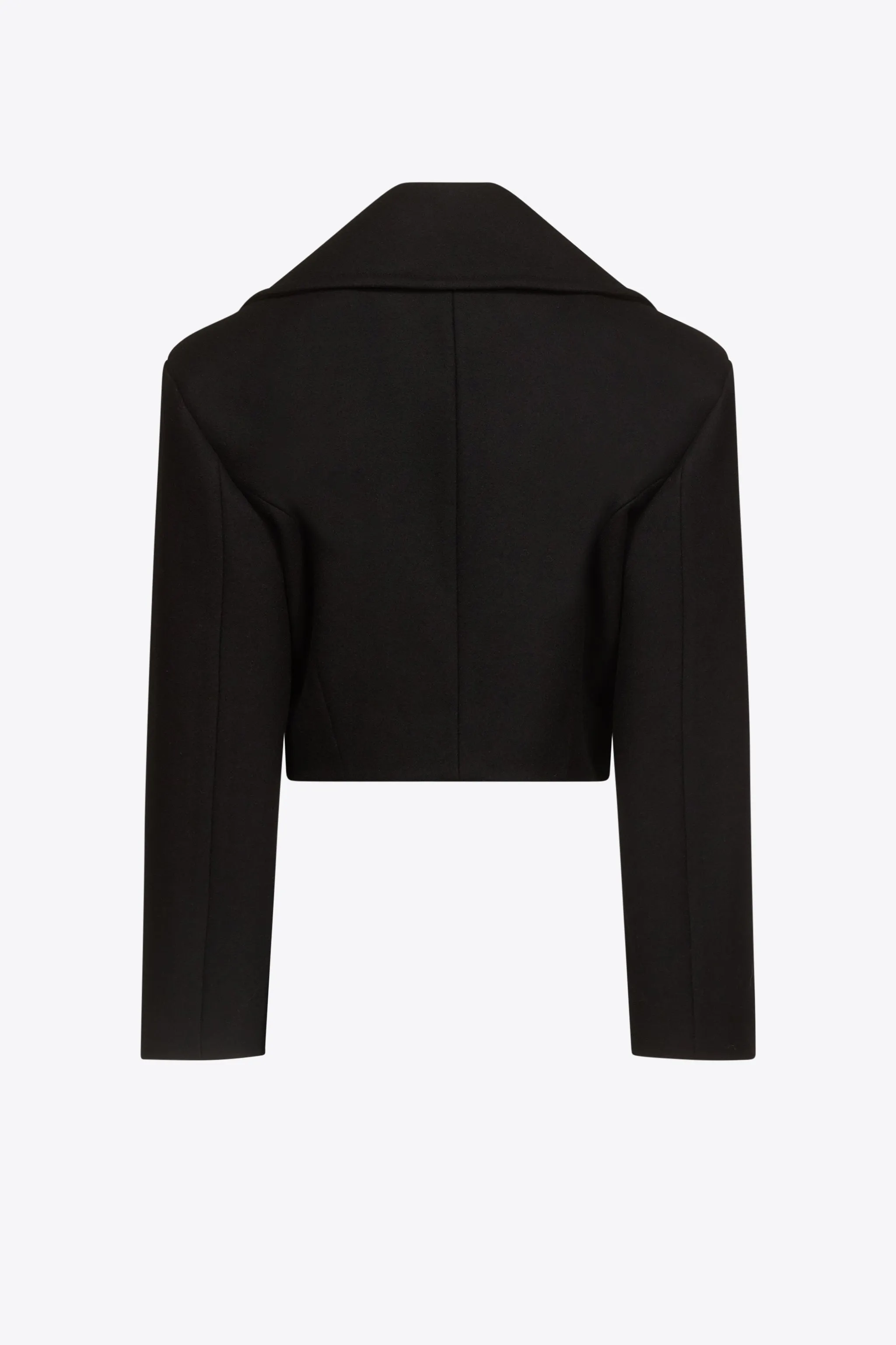 Gemstone Button Cropped Peacoat | Black