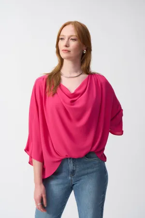 Geranium Pink Georgette High-Low Boxy Top