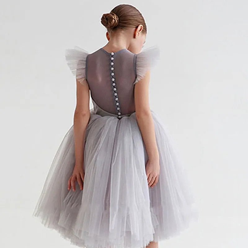 Girls Spanish Flower Boutique Tulle Dress - Black, Grey