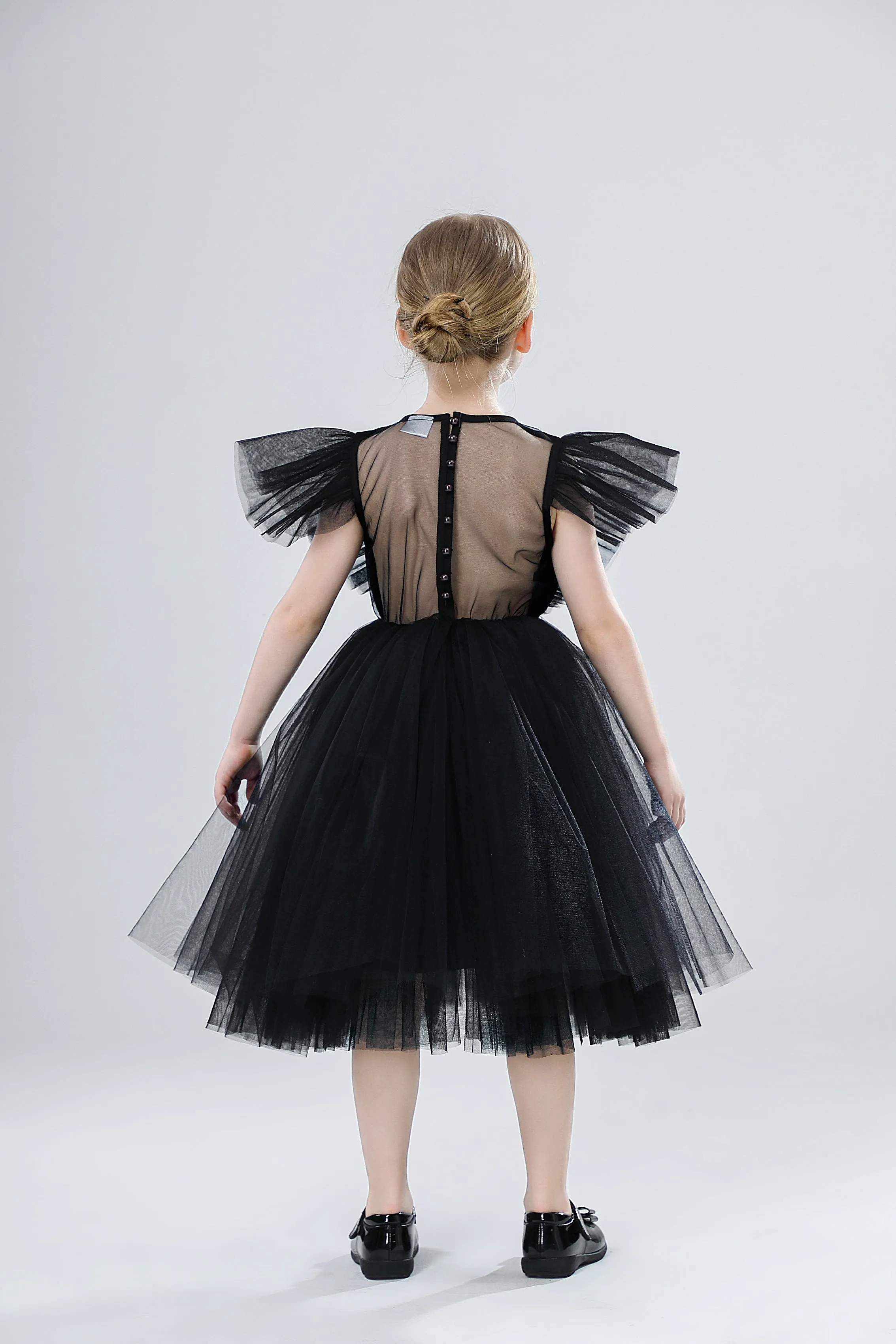 Girls Spanish Flower Boutique Tulle Dress - Black, Grey