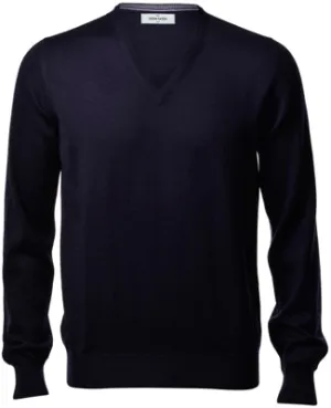 GRAN SASSO Merino Wool V-Neck | Navy