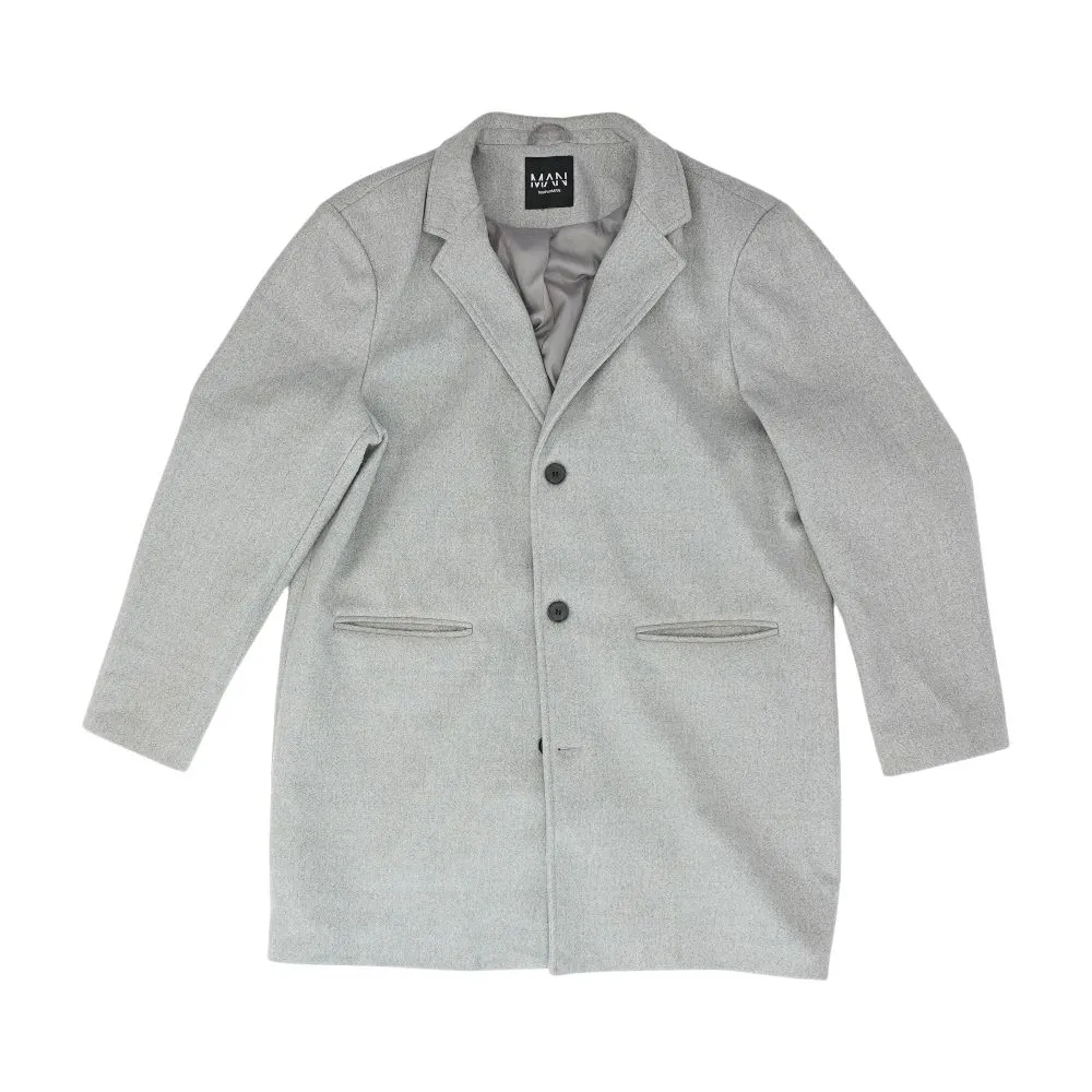 Gray Solid Peacoat Coat