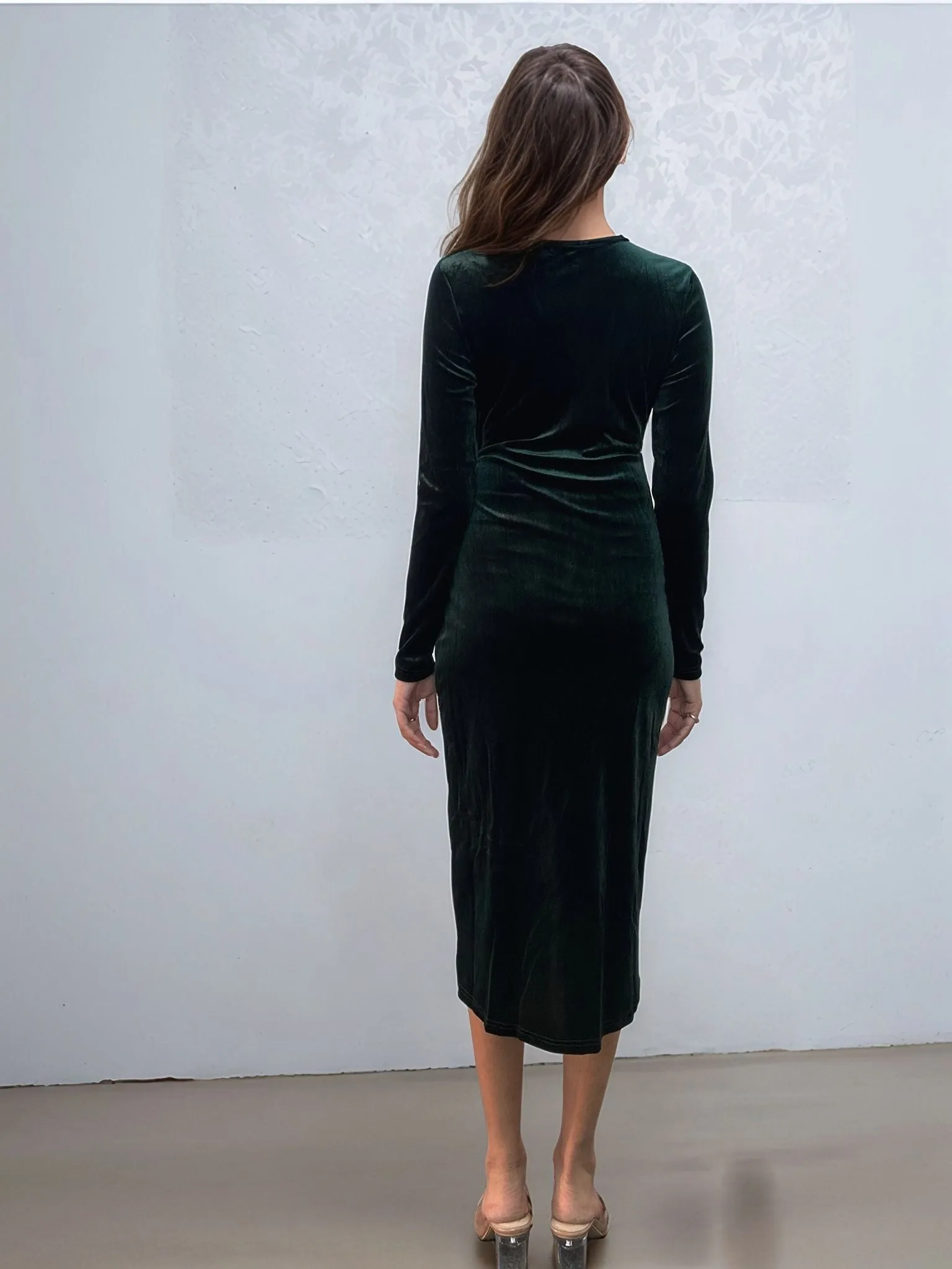 Green Velour Wrap Dress