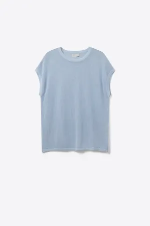 grid knit sweater in baby blue color