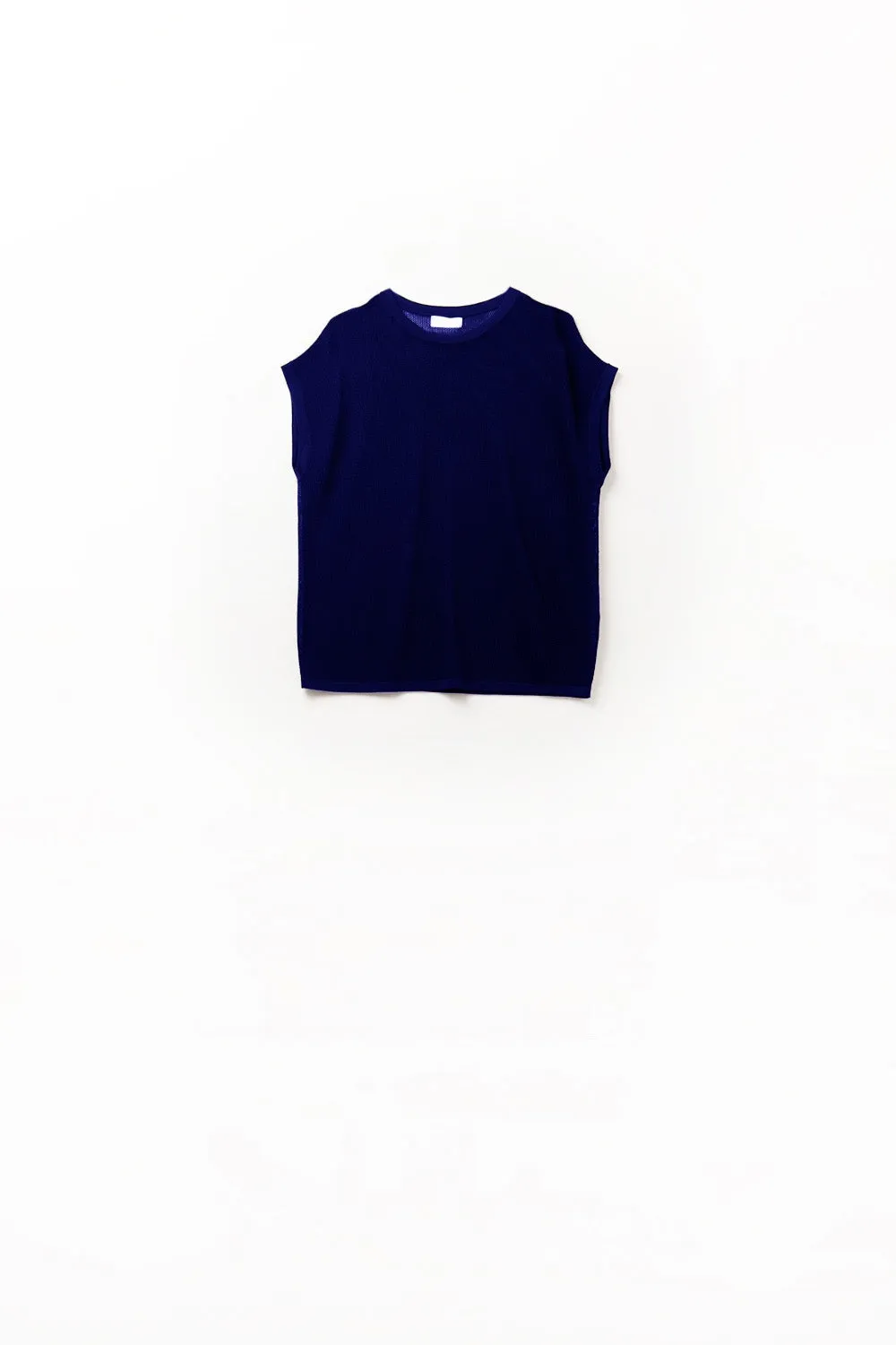 grid knit sweater in navy color