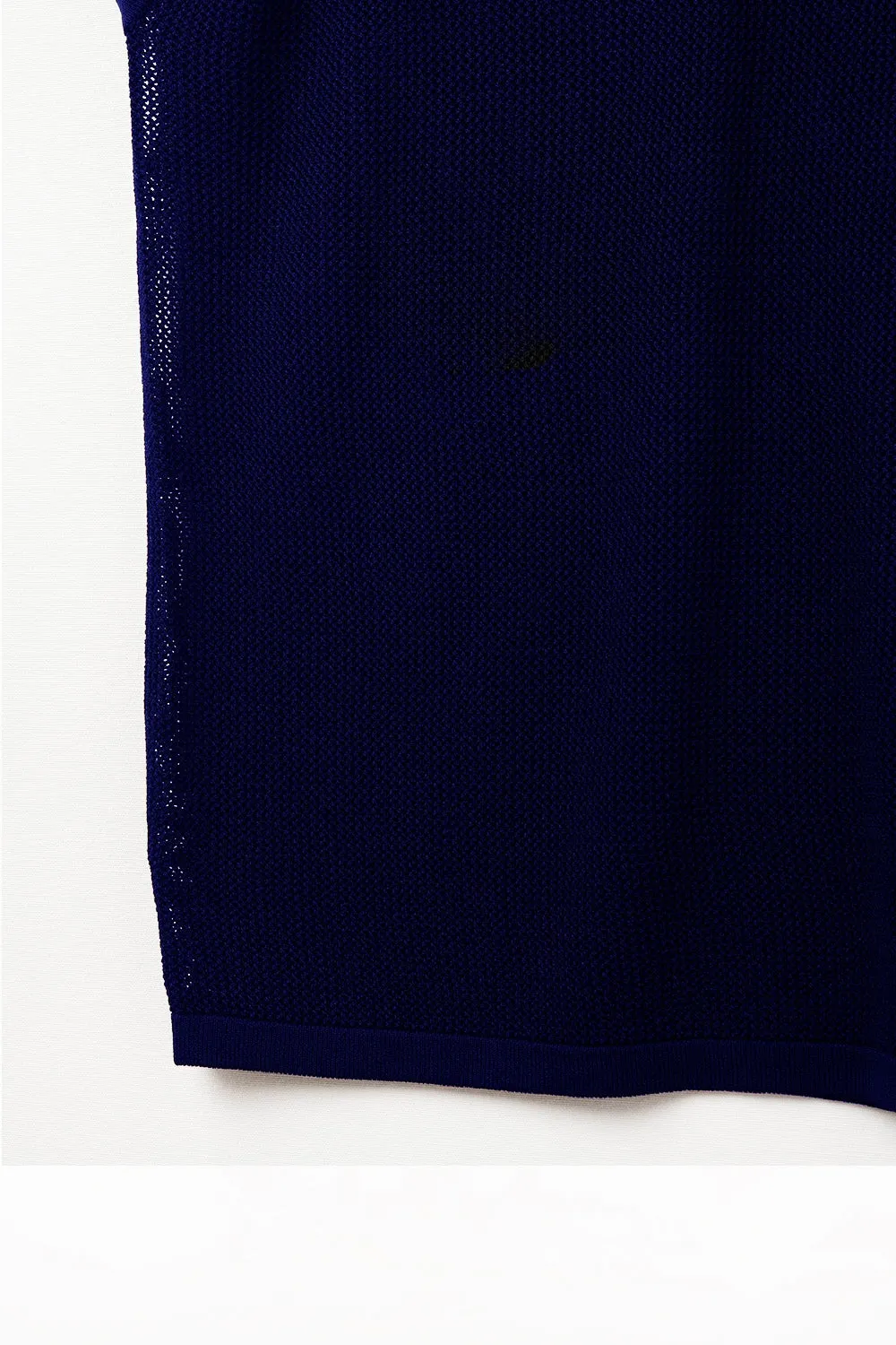grid knit sweater in navy color
