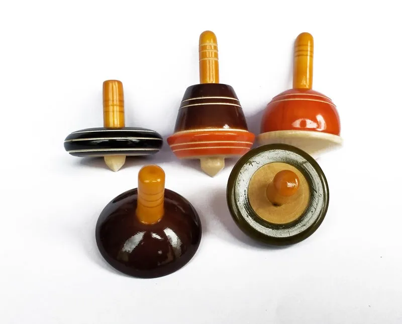 Handcrafted Wooden Tops - Collection 3: Assorted Finger Tops (5 no.s)