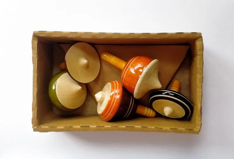Handcrafted Wooden Tops - Collection 3: Assorted Finger Tops (5 no.s)