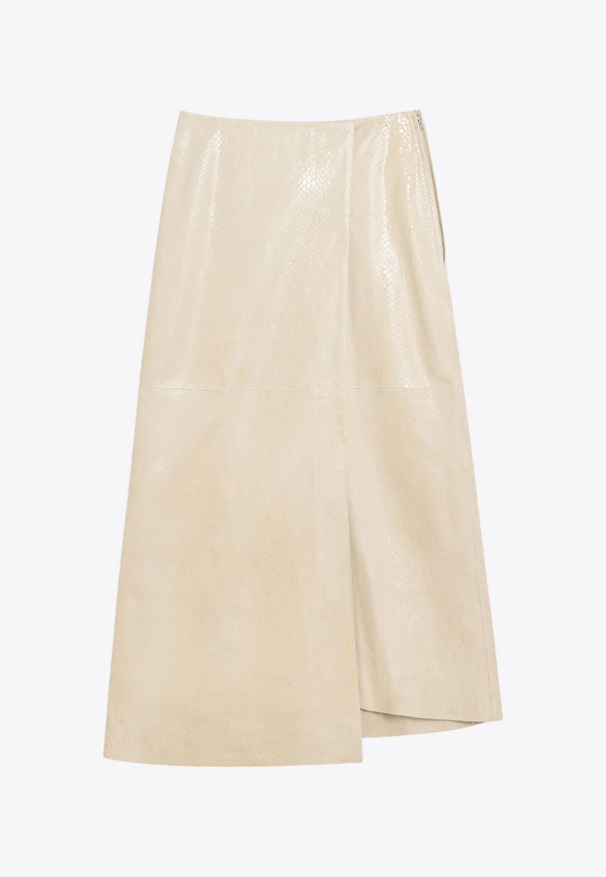 Hannas Croc-Embossed Leather Midi Skirt