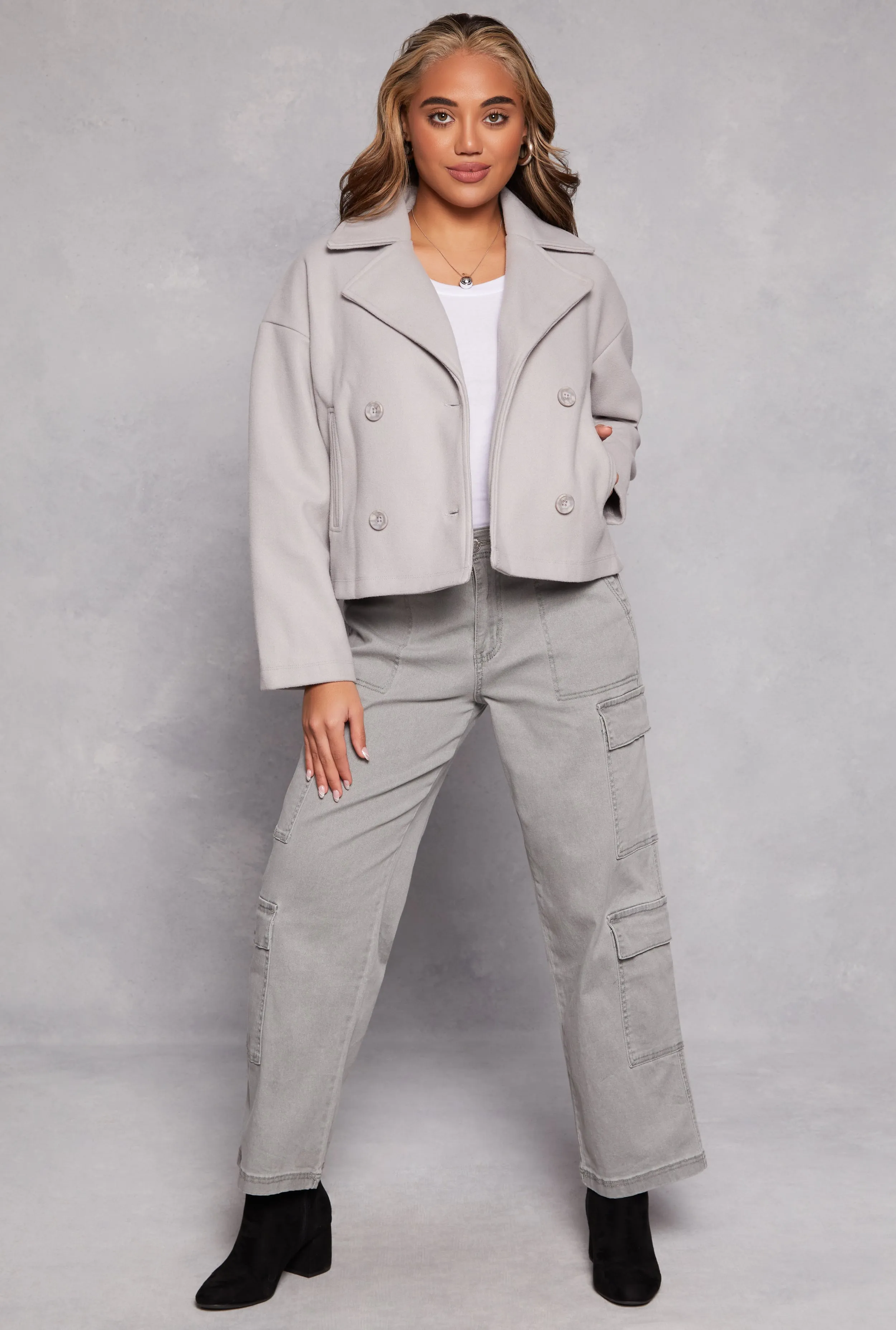 Haute Monde Double Breasted Peacoat