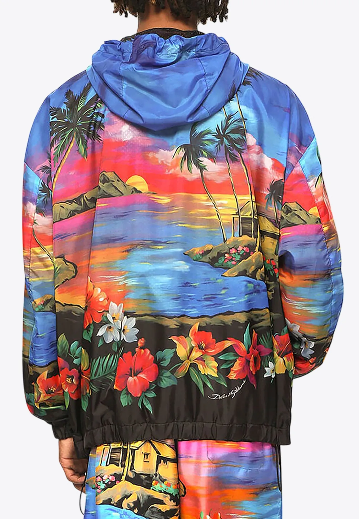 Hawaiian Print Windbreaker Jacket