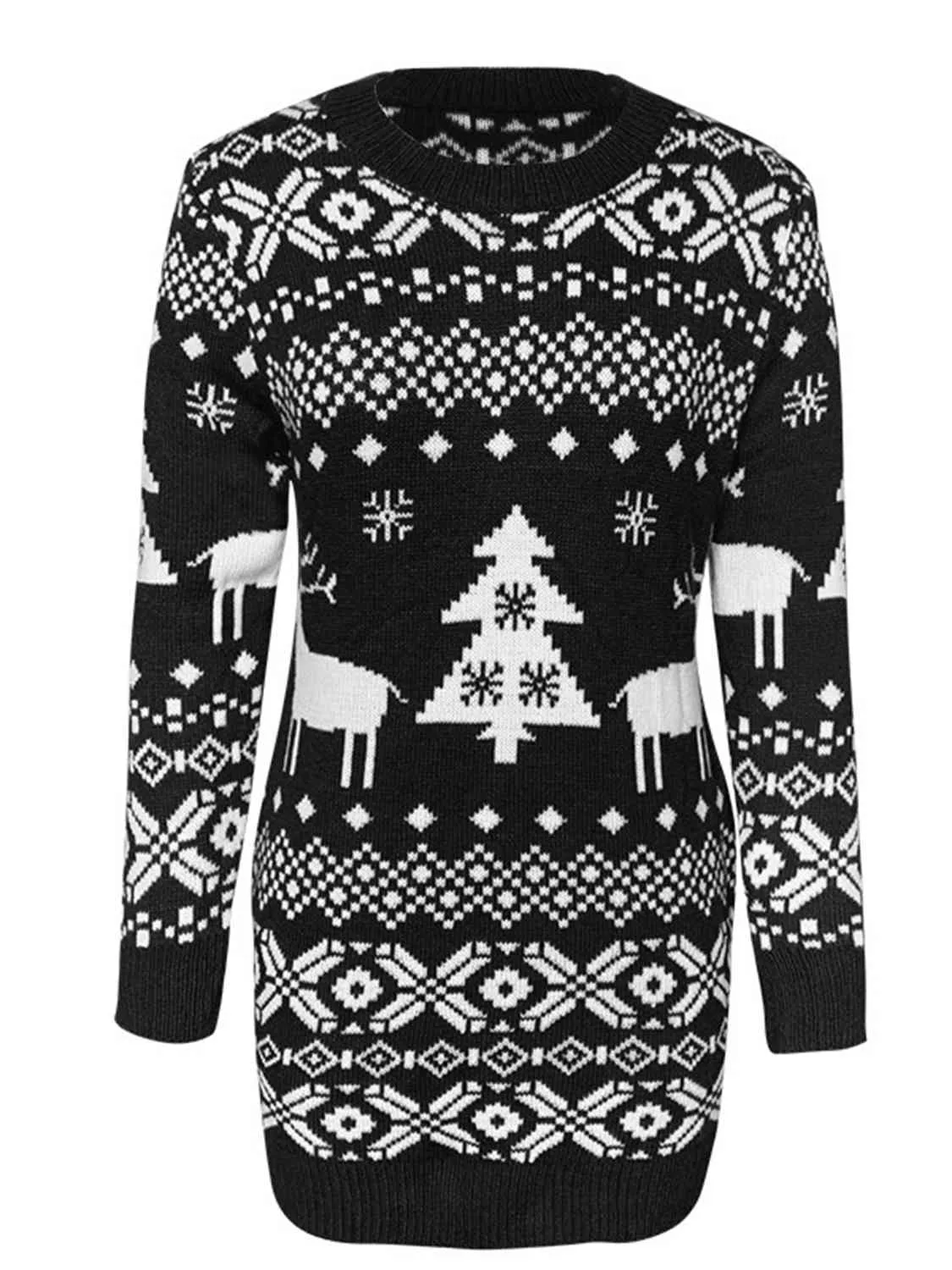 Hazel Blues® |  Christmas Element Round Neck Mini Sweater Dress