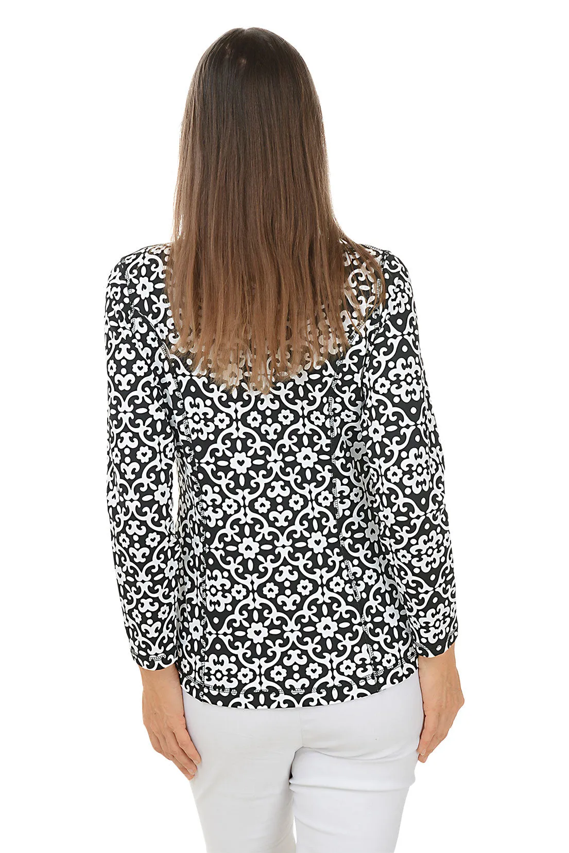 Heart Damask UPF50  Zip Front Jacket
