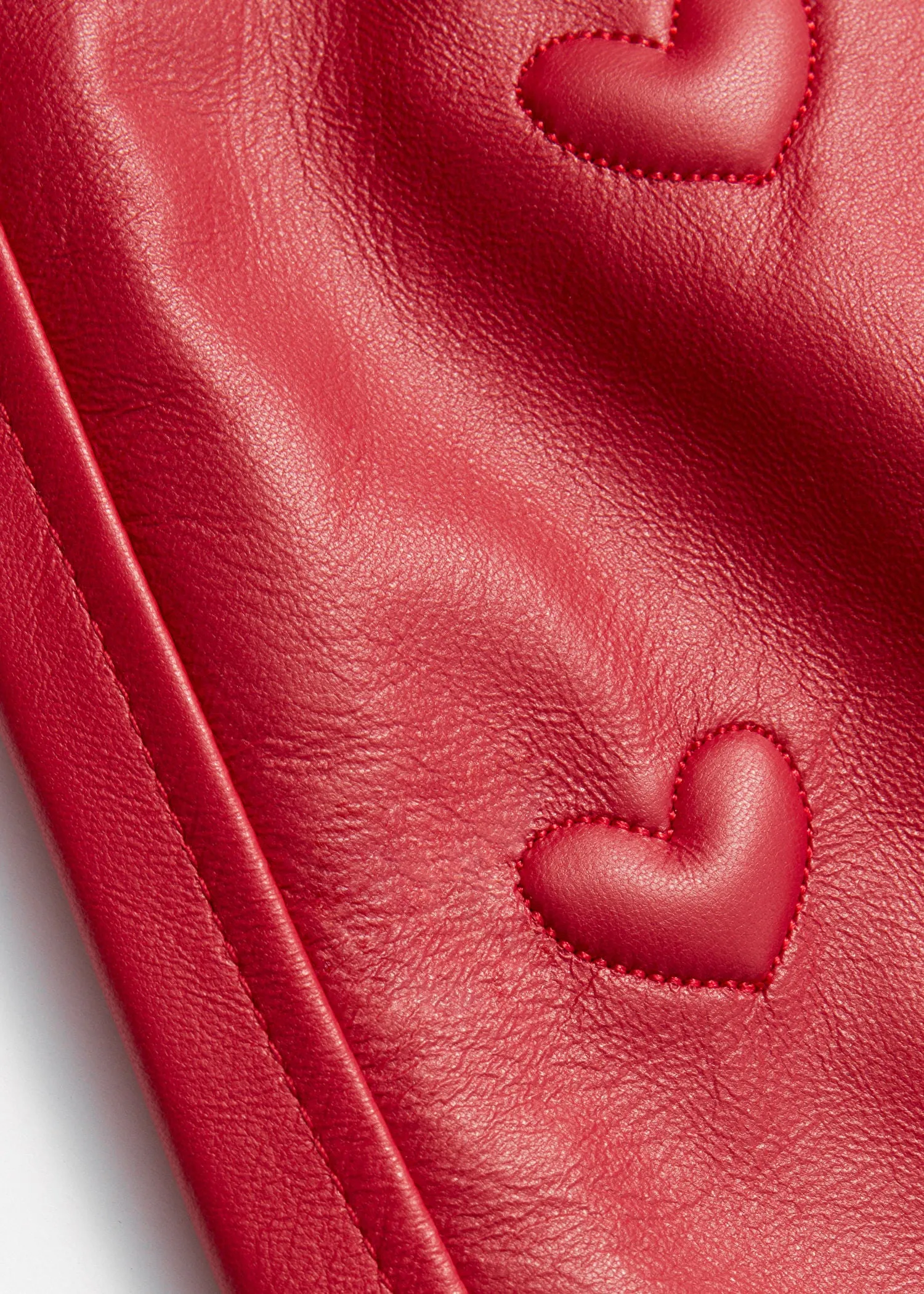 Heart-Embossed Leather Mini Skirt