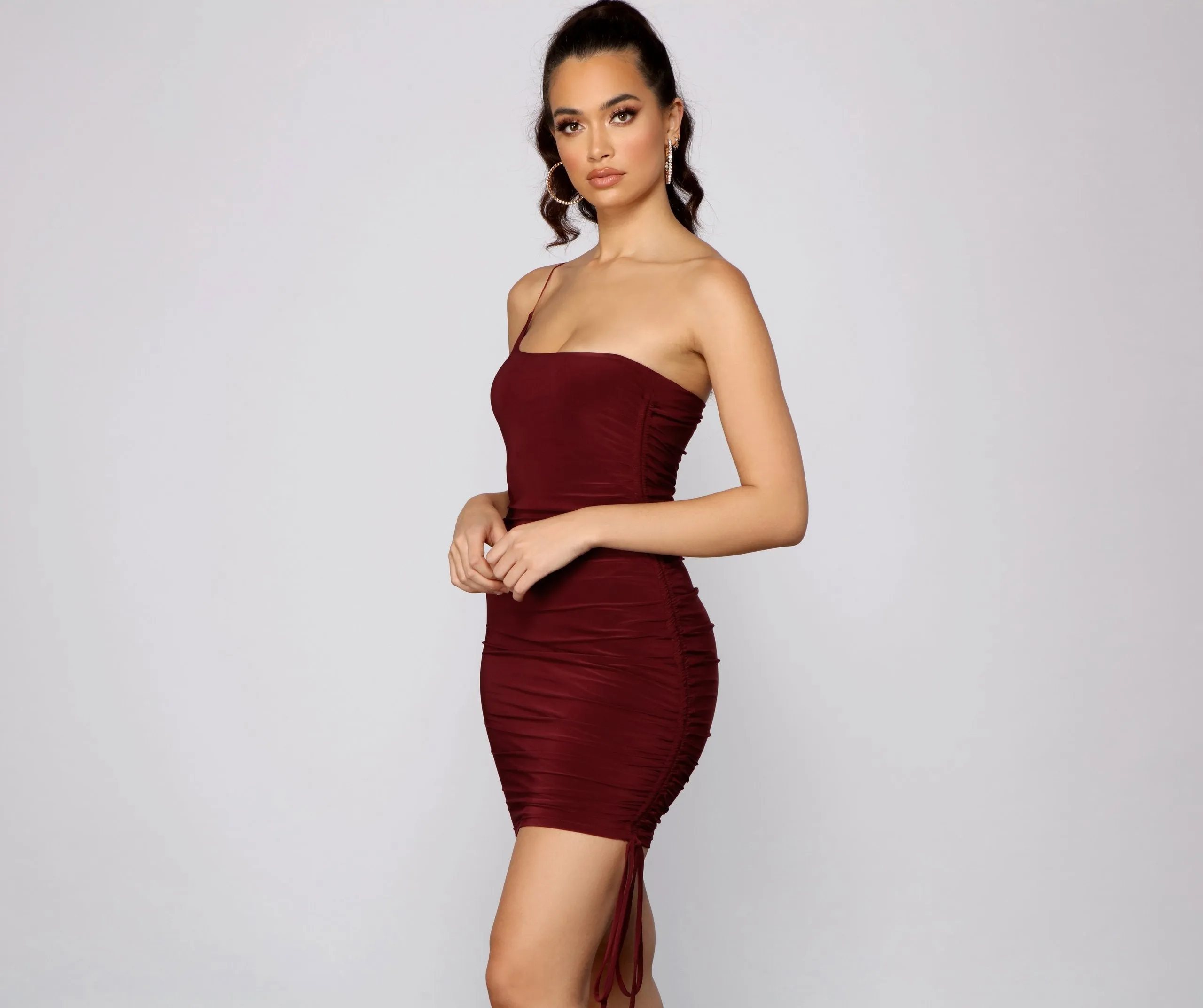 Heart Of Glam Charming Ruched Knit Mini Dress