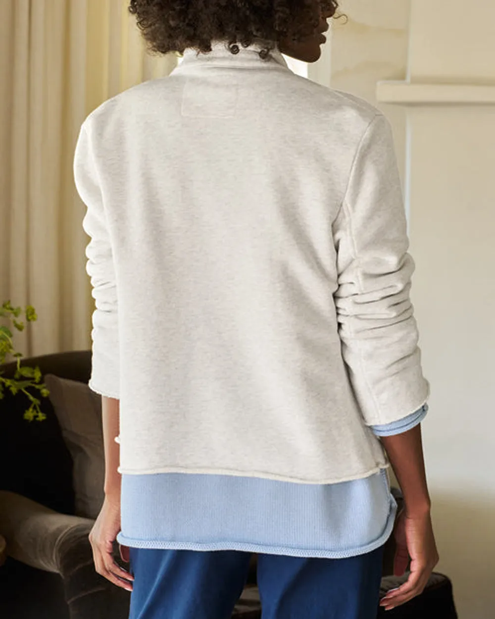 Heather White Melange Mini Belfast Crop Peacoat