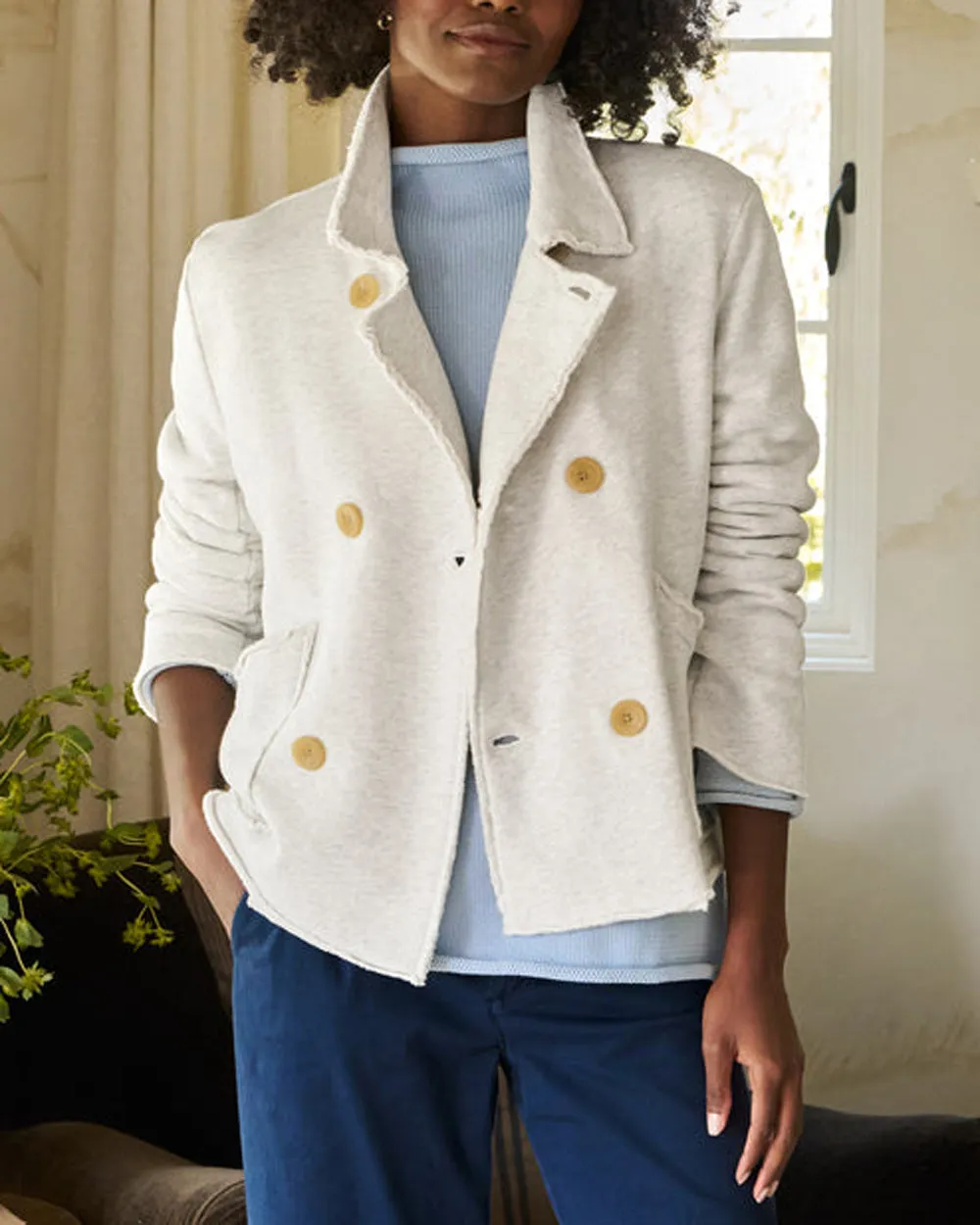 Heather White Melange Mini Belfast Crop Peacoat