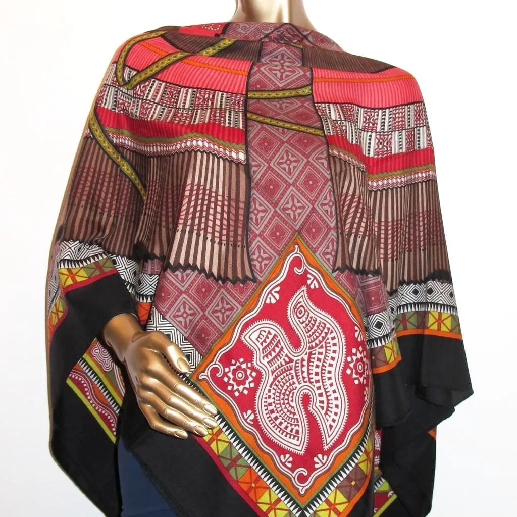 Hermes 2010 cw03 Noir/Marron Cent Plis des Miao Cashmere Shawl 140 New!