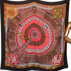 Hermes 2010 cw03 Noir/Marron Cent Plis des Miao Cashmere Shawl 140 New!