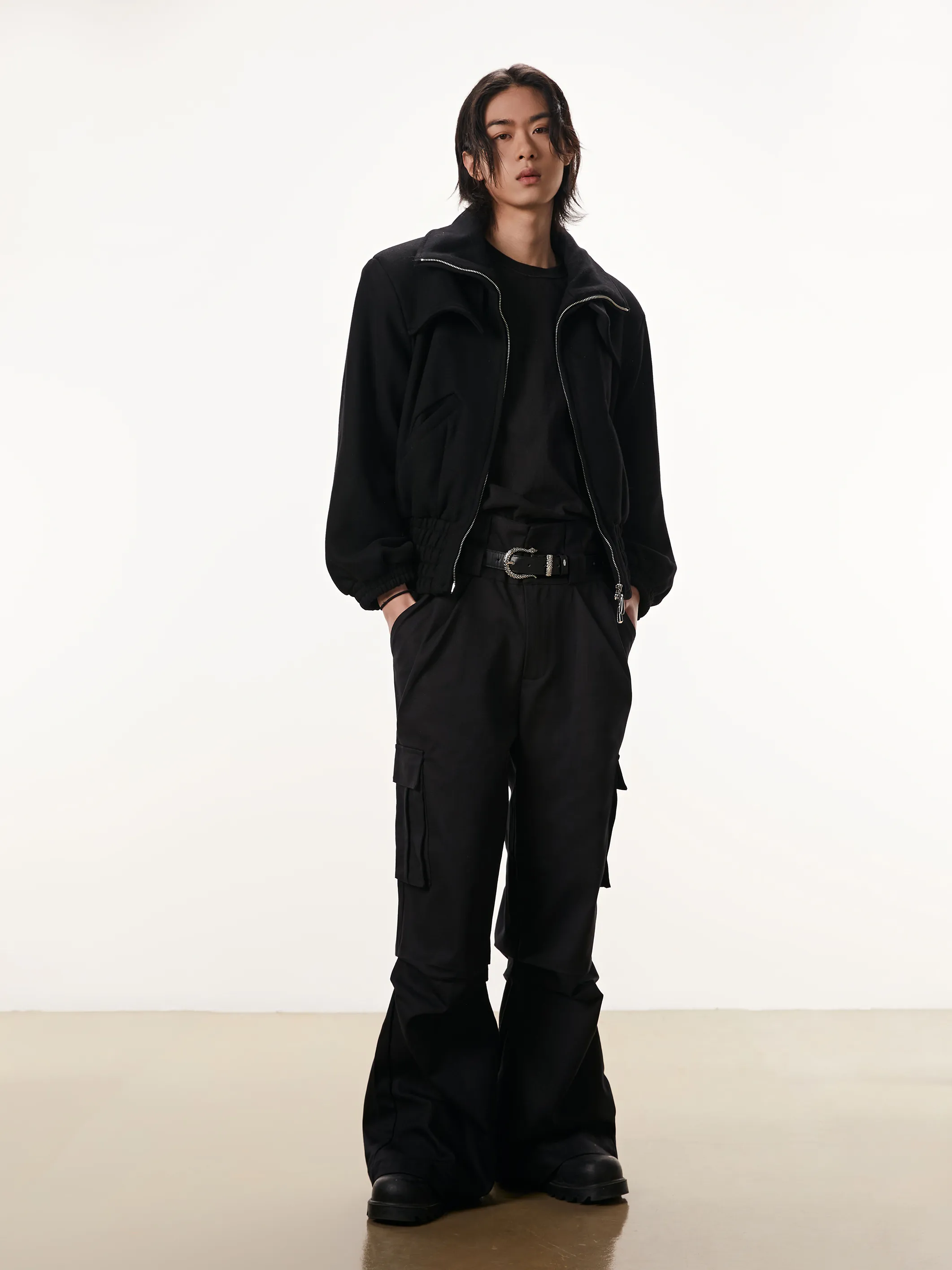 High-Collar Zip-Up Jacket