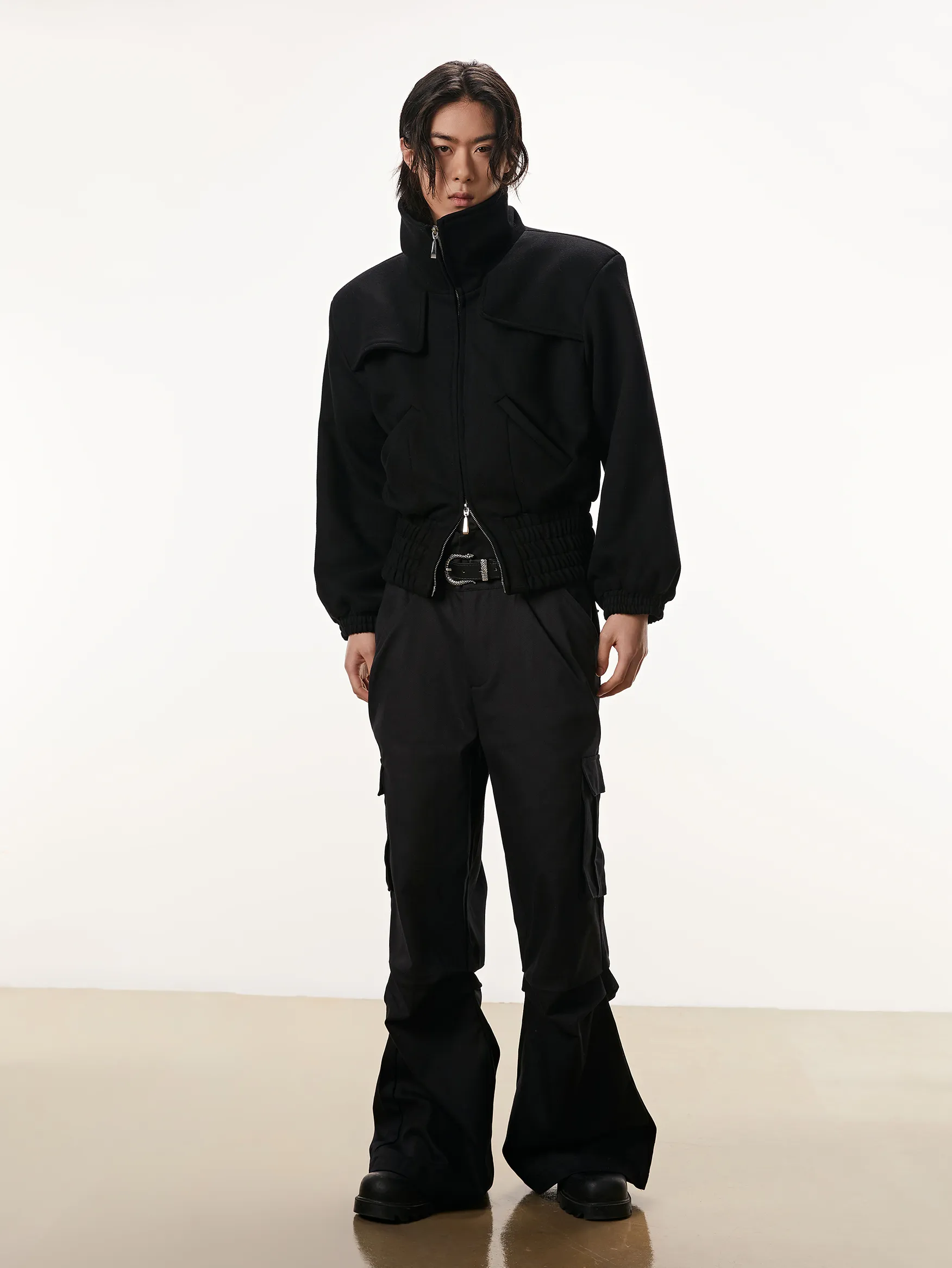 High-Collar Zip-Up Jacket