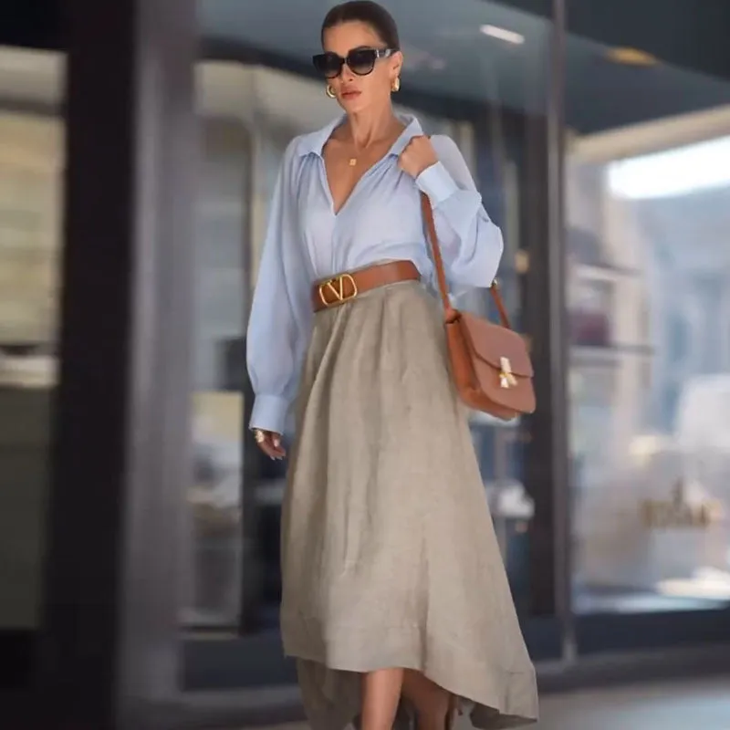 High-Low A-Line Maxi Skirt with Effortless Chic Design