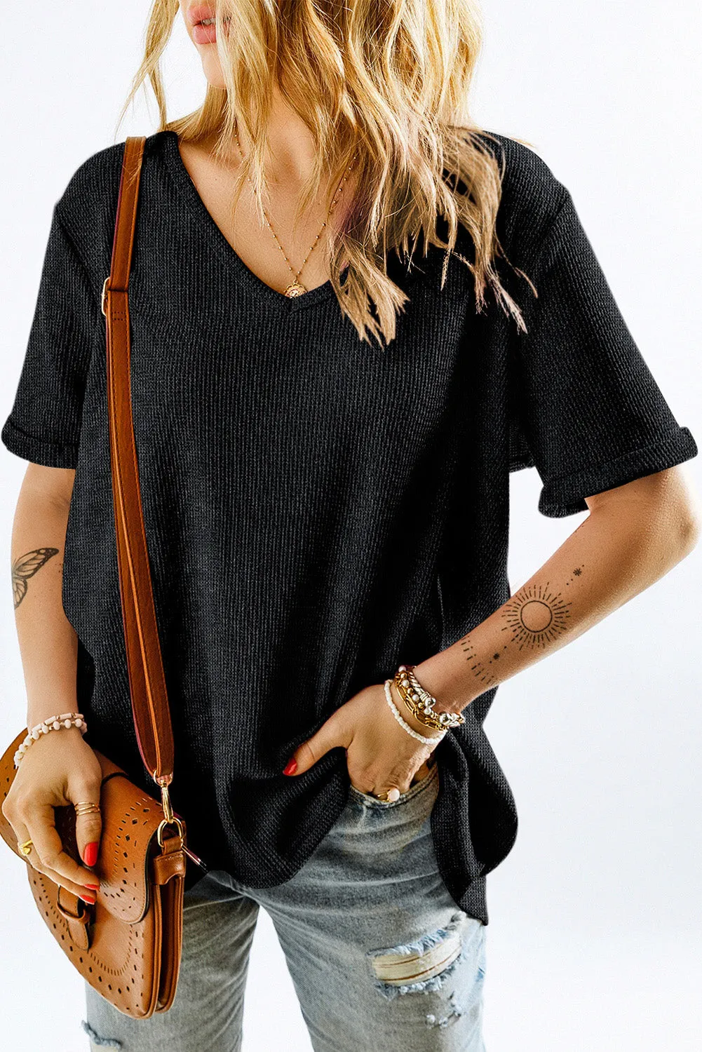 High Low Cuffed Tee