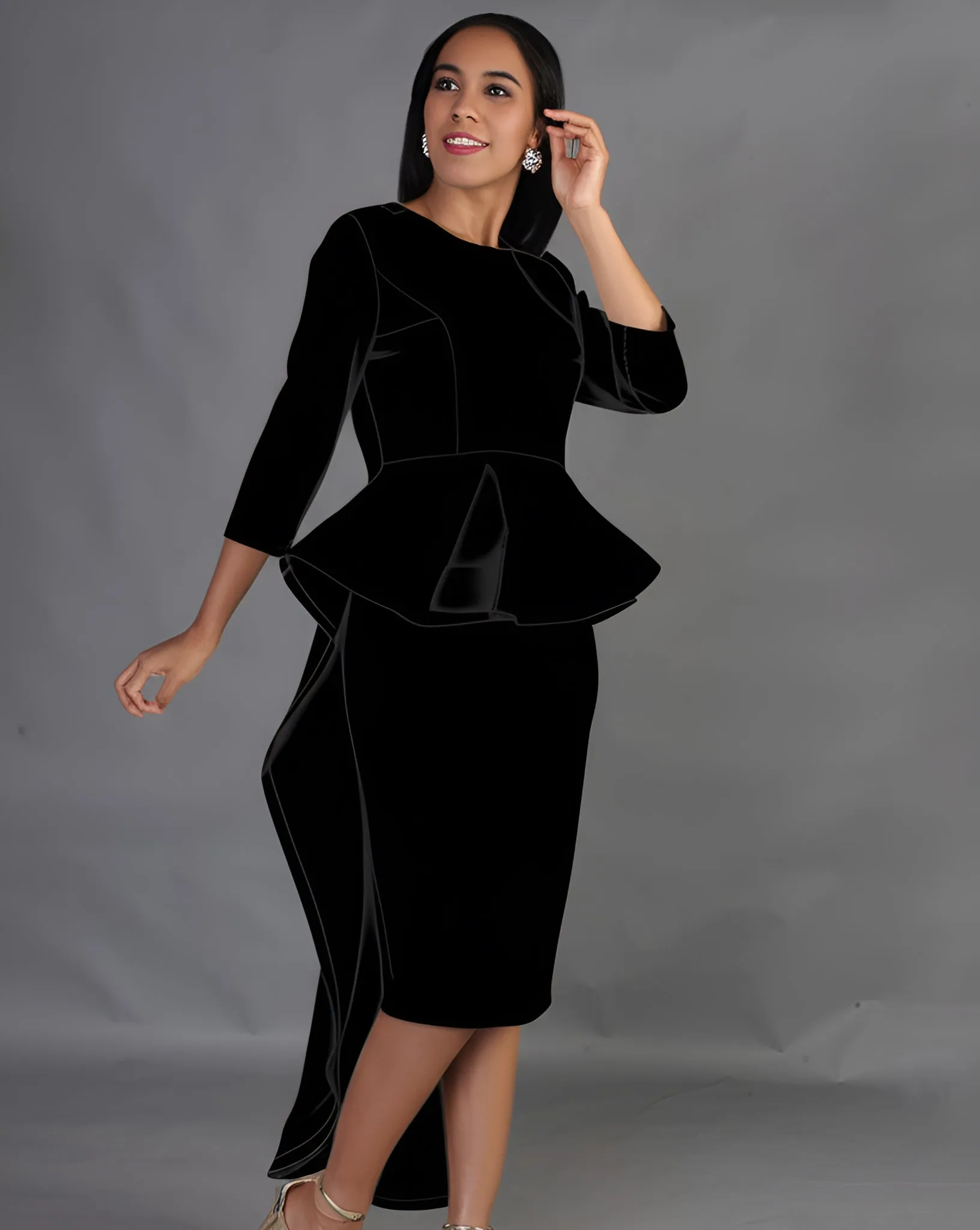 High Low Ruffle Top and Skirt Set -8838