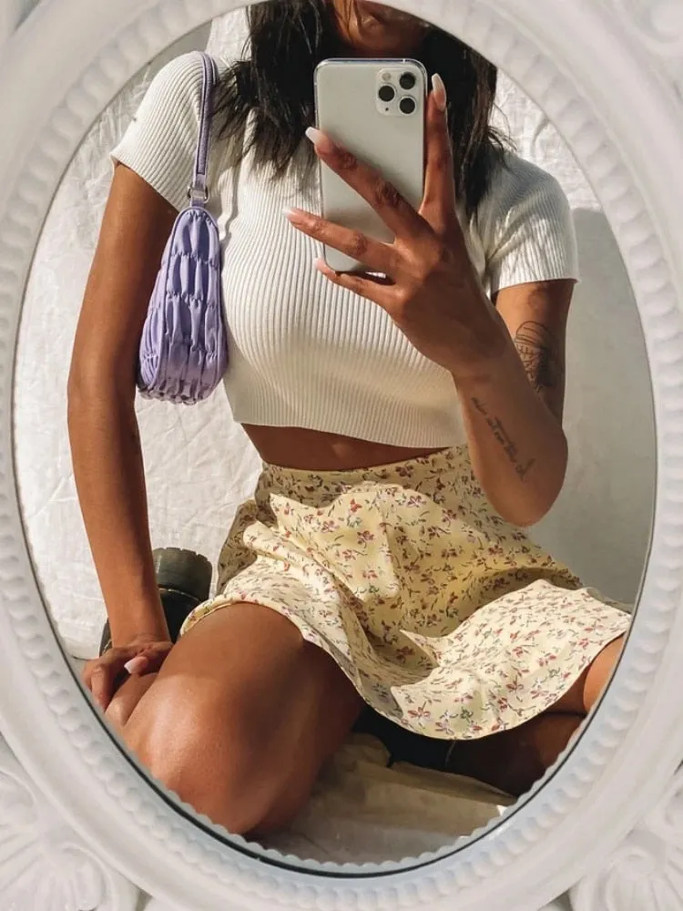 High Waist Pleated Mini Skirt - multiple prints