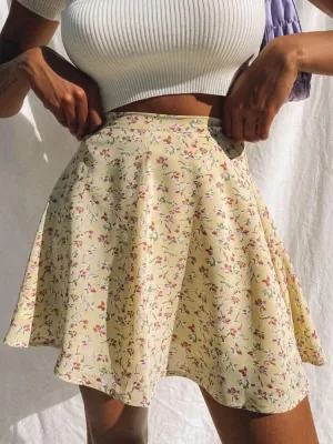 High Waist Pleated Mini Skirt - multiple prints