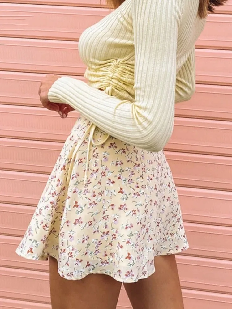 High Waist Pleated Mini Skirt - multiple prints