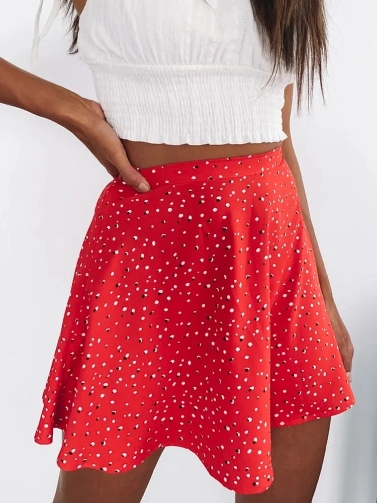 High Waist Pleated Mini Skirt - multiple prints